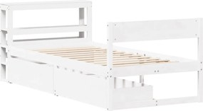 vidaXL Σκελετός Κρεβ. Χωρίς Στρώμα Λευκό 75x190 εκ Μασίφ Πεύκο