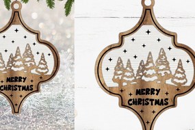 Σετ των 3 Intra απο ξύλο plywood 3mm-4mm πάχος Χριστουγεννιάτικο Στολίδι , Στολίδι C Δίασταση 8x8 cm INTRAFABR-112049081