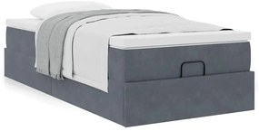 vidaXL Οθωμανικό κρεβάτι με στρώμα σκούρο γκρι 80x200cm Velvet