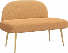 vidaXL Δερμάτινος Πάγκος με Πλάτη Μπεζ 110 x 60 x 76 cm Μπουκλέ