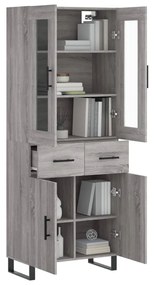 vidaXL Ντουλάπι Γκρι Sonoma 69,5 x 34 x 180 εκ. Επεξεργασμένο Ξύλο