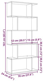 Βιβλιοθήκη/Διαχωριστικό Χώρου 5 Επ. Λευκό 70x24x161εκ. Επ. Ξύλο - Λευκό