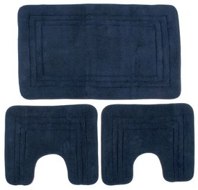 Ταπέτο Μπάνιου Σετ 3 τμχ Βαμβακερό Navy Blue ZUCCHI DimCol