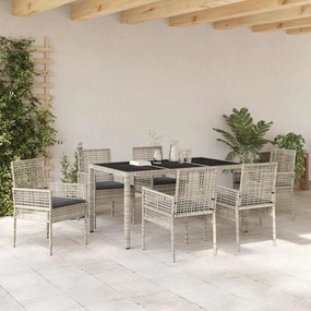 vidaXL Σέτ φαγητού για κήπο 7 pcs Ανοιχτό γκρι Πολυ ράταν