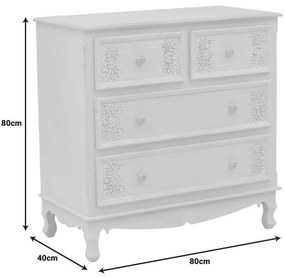 Συρταριέρα Pazlen Inart mdf σε λευκή αντικέ απόχρωση 80x40x80εκ