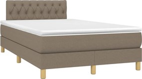 vidaXL Κρεβάτι Boxspring με Στρώμα &amp; LED Taupe 120x200 εκ. Υφασμάτινο