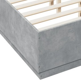 vidaXL Πλαίσιο Κρεβατιού Γκρι Σκυροδέματος 140x190 εκ. Επεξεργ. Ξύλο