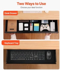 VEVOR 33" Under Desk Drawer Organizer Slide-out Drawer Space Saver Home Office