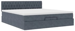 vidaXL Οθωμανικό κρεβάτι με στρώματα & LEDs Σκούρο γκρι Βελούδο