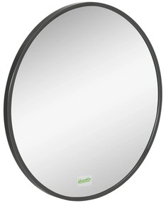 kleankin Στρογγυλός Καθρέφτης Τοίχου για Μπάνιο, Υπνοδωμάτιο, Διάδρομο, Μεταλλικό Πλαίσιο, Χρώμα: Μαύρο, Ø50