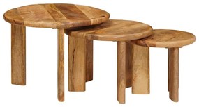 vidaXL Τραπεζάκια Καφέ Στερεών 3 pcs Καφέ Στερεό ξύλο μάνγκο