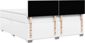 vidaXL Κρεβάτι Boxspring με Στρώμα Λευκό 180x200 εκ. Συνθετικό Δέρμα