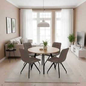 Καρέκλα τραπεζαρίας Bianca Megapap ανοιχτό μπεζ ύφασμα - μεταλλικό μαύρο πόδι 43x56x84εκ.