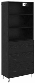 vidaXL Highboard με συρτάρι 2 pcs Μαύρη Οξυά Επεξεργασμένο ξύλο