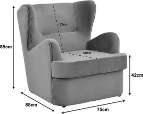 Πολυθρόνα Regalo pakoworld βελούδο σε ανθρακί απόχρωση 75x88x85εκ