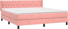 vidaXL Κρεβάτι Boxspring με Στρώμα Ροζ 180x200 εκ. Βελούδινο