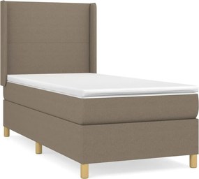 vidaXL Κρεβάτι Boxspring με Στρώμα Taupe 90x200 εκ. Υφασμάτινο