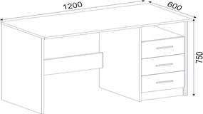Γραφείο εργασίας Eldoris Megapap χρώμα sapphire oak 120x60x75εκ.