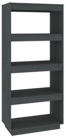 vidaXL Βιβλιοθήκη/Διαχωριστικό Χώρου Γκρι 60x35x135 εκ. Μασίφ Πεύκο