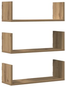 vidaXL Ραφιέρες Τοίχου 3 τεμ. Αρτισιανή Δρυς 58x18x18 εκ. Επεξ. Ξύλο
