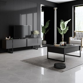 Τραπεζάκι Σαλονιού Ανθρακί / Μαύρο FLUOMU 90x60x40