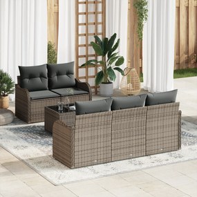 vidaXL Σετ Καναπέ 6 κομματιών με Μαξιλάρια Γκρι Πολυ Ρατάν