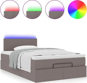 vidaXL Οθωμανικό κρεβάτι με στρώμα &amp; LEDs Taupe 120x190cm ύφασμα