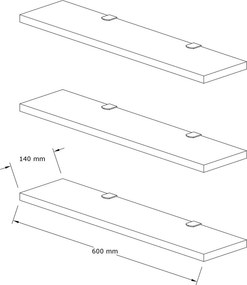 Ράφι Τοίχου Sapphire / Ανθρακί / Λευκό CLEDA 60x14.5x1.8