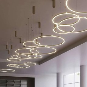 Φωτιστικό Οροφής Hoop LED-HOOP-S80-ORO 40W Led Φ80cm 150cm Gold Luce Ambiente Design Aluminium