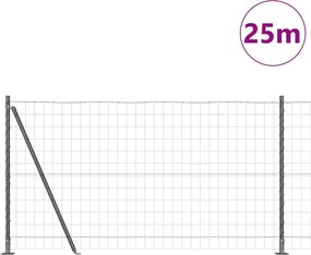 vidaXL Τεντώτο με στήριγμα Ασημί 1,2 x 25 m Ατσάλι