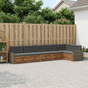 vidaXL Σειρά Καναπέ Εξωτερικού 6 pcs Φυσικό και Ανθρακί