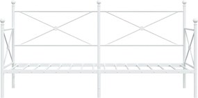 vidaXL Κρεβάτι ημέρας χωρίς στρώμα Λευκό 90x190 cm Ατσάλι