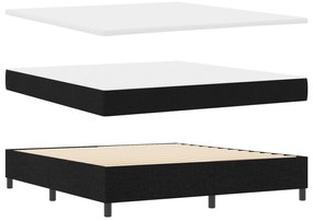 vidaXL Κρεβάτι με βάσεις και Στρώμα & Πάγκο Μαύρο 180x200 εκ Ύφασμα