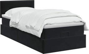 vidaXL Κρεβάτι Ottoman με στρώμα Μαύρο 100 x 200 cm Βελούδο