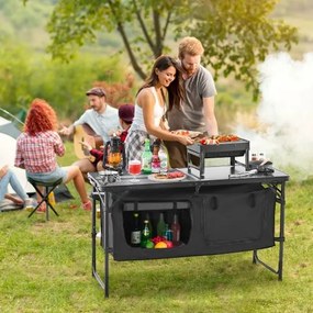 VEVOR Camping Kitchen Table Folding Portable Adjustable Cooking Station Storage