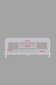 Έπιπλο Τηλεόρασης Λευκό LOCUSEL 120x30x42.6