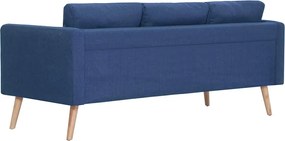 vidaXL Καναπές Τριθέσιος Μπλε Υφασμάτινος