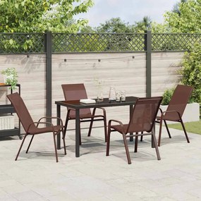 vidaXL Σέτ φαγητού για κήπο 5 pcs Καφέ Textilene και ατσάλι