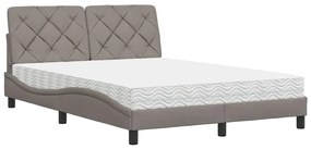 vidaXL Κρεβάτι με Στρώμα Taupe 140x190 εκ. Υφασμάτινο