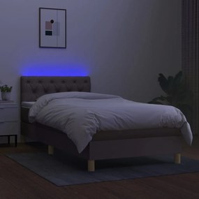 vidaXL Κρεβάτι Boxspring με Στρώμα &amp; LED Taupe 80x200 εκ. Υφασμάτινο