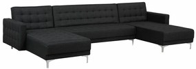 Πολυμορφικός γωνιακός καναπές Berwyn G108, Λειτουργία ύπνου, Γραφίτης, 348x168x83cm, Πόδια: Μέταλλο