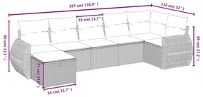 vidaXL Σετ Σαλονιού Κήπου 7 τεμ. Γκρι Συνθετικό Ρατάν με Μαξιλάρια