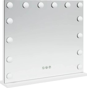vidaXL Καθρέφτης Vanity LED Λευκό 50 x 10 x 44 εκ Γυαλί και Χάλυβας