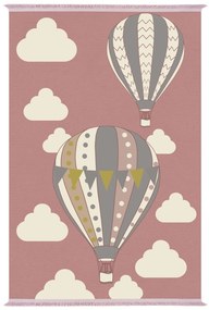 Παιδικό χαλί C7678.22 Σειρά KIDDER ΑΕΡΟΣΤΑΤΑ Ρόζ με Κρόσια 80x150 εκ. 80x150x1 εκ.