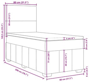 Κρεβάτι Boxspring με Στρώμα Κρεμ 80 x 200 εκ. Υφασμάτινο - Κρεμ