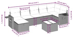 vidaXL Σαλόνι Κήπου 8 Τεμαχίων Μαύρο από Συνθετικό Ρατάν με Μαξιλάρια