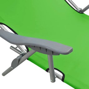 vidaXL Ξαπλώστρα Πράσινη Ατσάλινη με Σκίαστρο