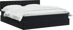 vidaXL Κρεβάτι Ottoman με στρώμα Μαύρο 180 x 200 cm Βελούδο