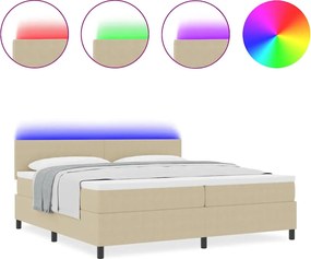 vidaXL LED Κρεβάτι με βάθρο Ανοιχτό Γκρι και Λευκό 200 x 200 cm