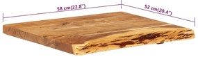 vidaXL Πάγκος Μπάνιου 58x52x3,8 εκ. από Μασίφ Ξύλο Ακακίας